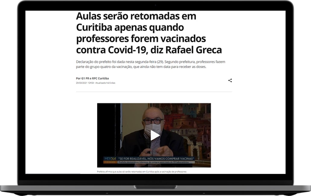 clipagemDE: aulas serão retomadas em Curitiba apenas quando professores forem vacinados contra covid-19