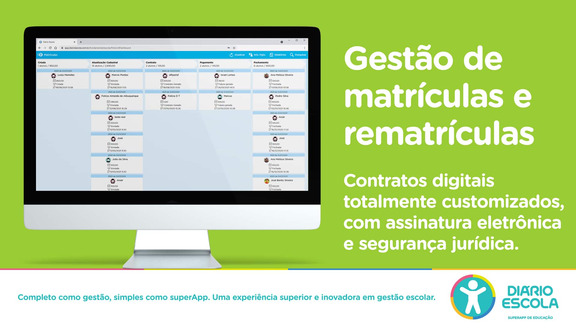 Presença digital da escola na gestão de matrículas e rematrículas