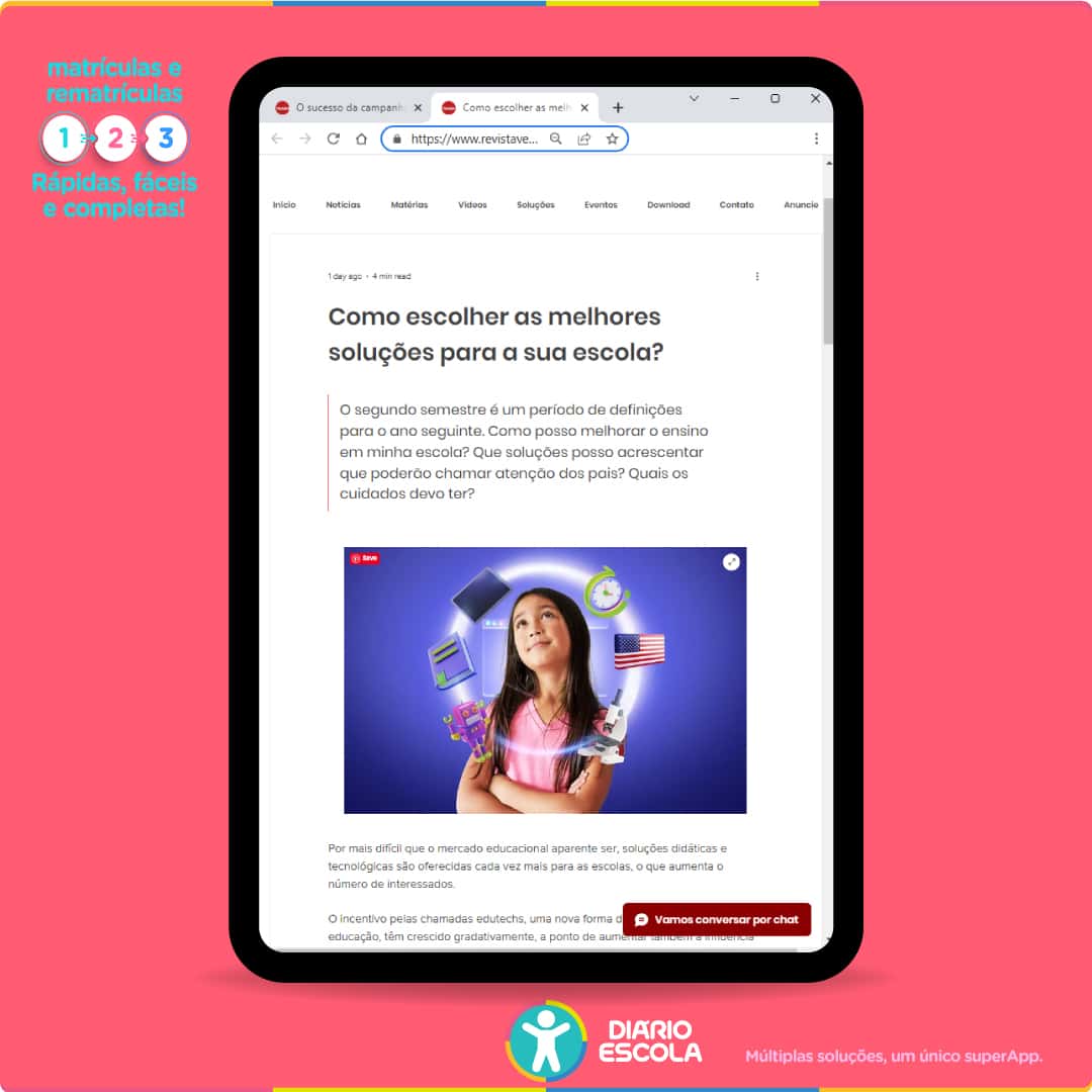 Diário Escola na Veredas Educacionais on-line