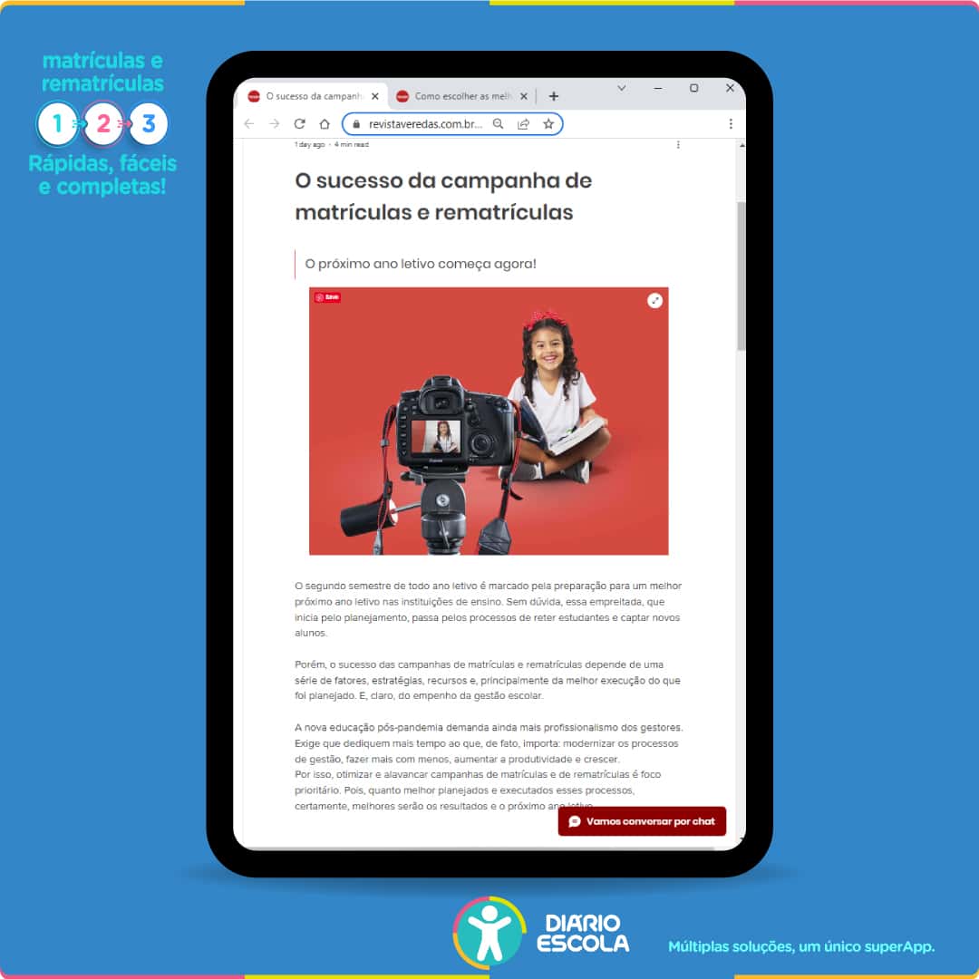 Diário Escola na Veredas Educacionais on-line