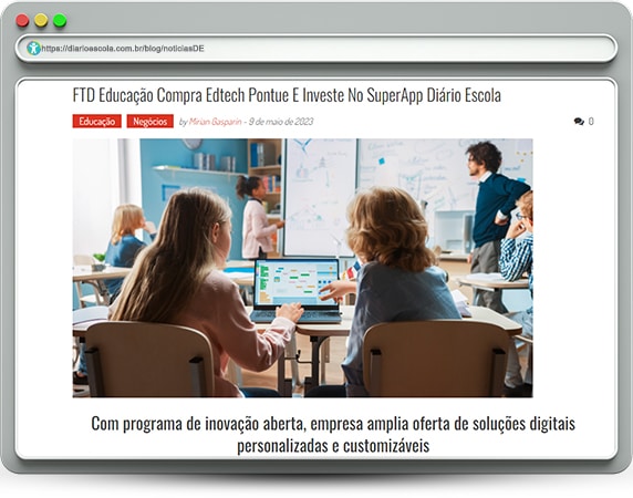 FTD Educação e superApp Diário Escola