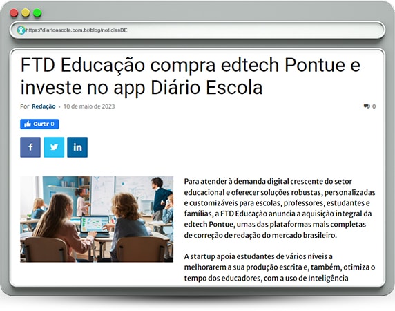 FTD Educação e superApp Diário Escola