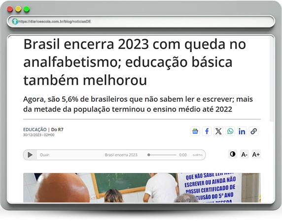 Queda do índice de analfabetismo no Brasil