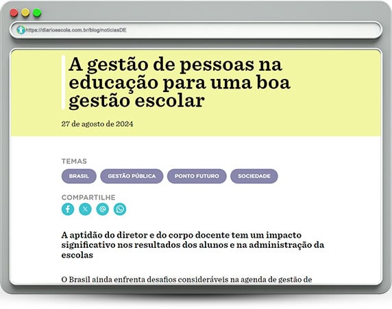 notíciasDE 115 - gestão de pessoas na educação