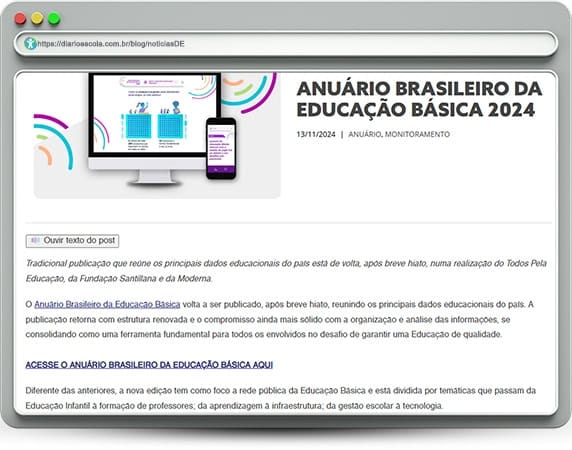 notíciasDE 121 | Anuário Brasileiro da Educação Básica 2024