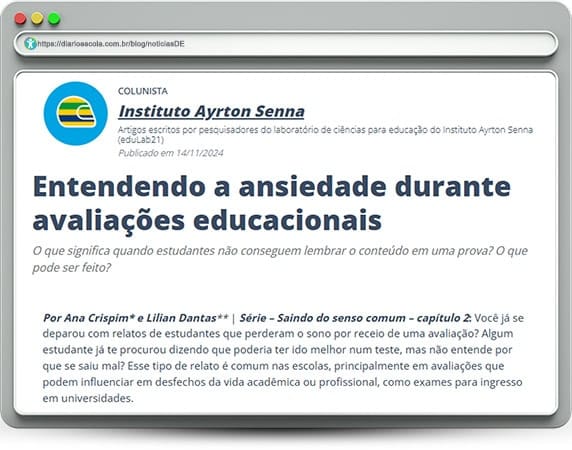 Ansiedade durante avaliações educacionais