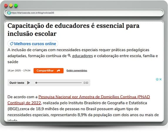 Educação continuada de professores