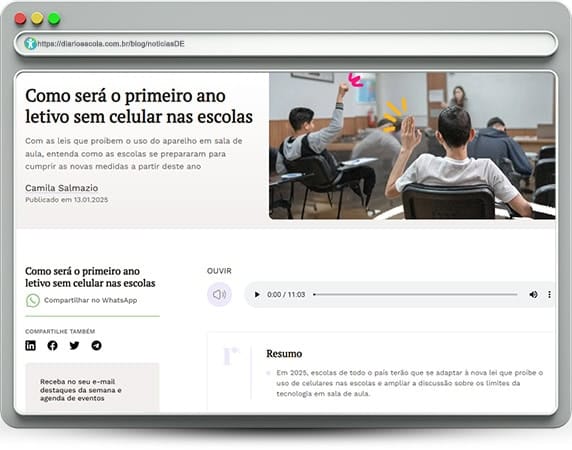 Sala de aula sem celular