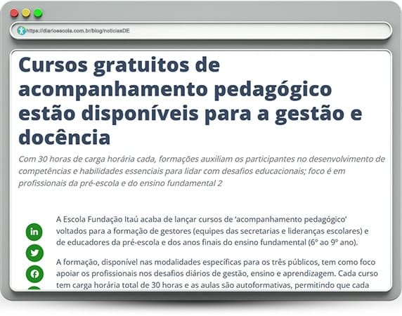 Cursos gratuitos de acompanhamento pedagógico
