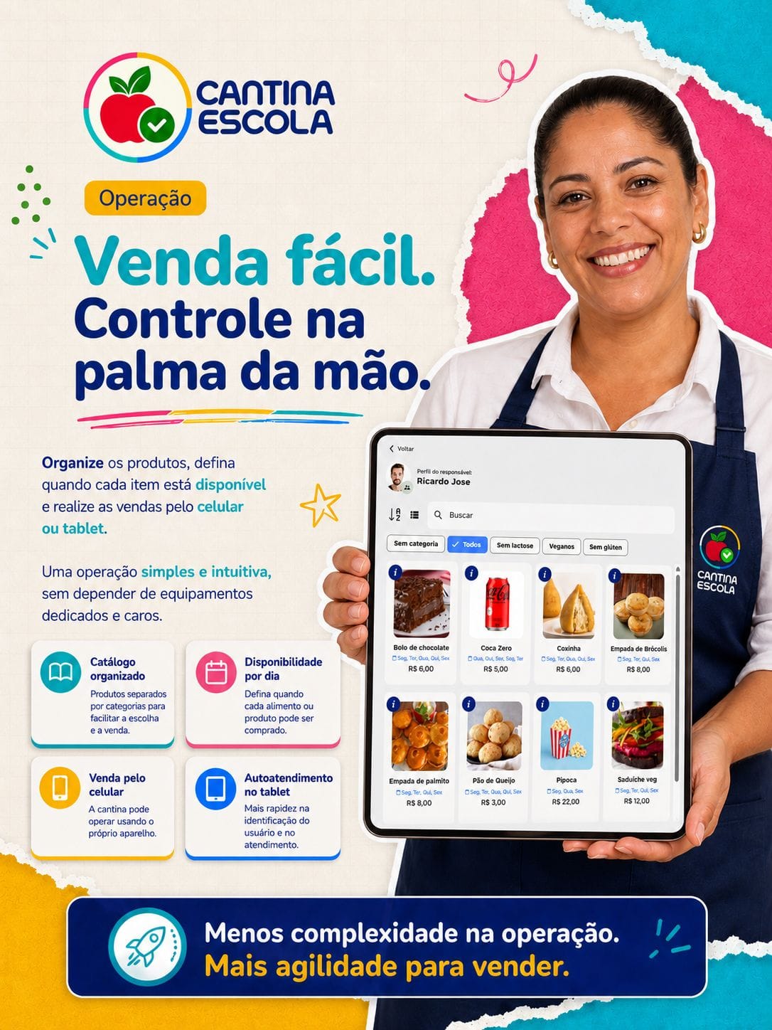 O App Cantina Escola é a mais recente inovação do supersistema Diário Escola.