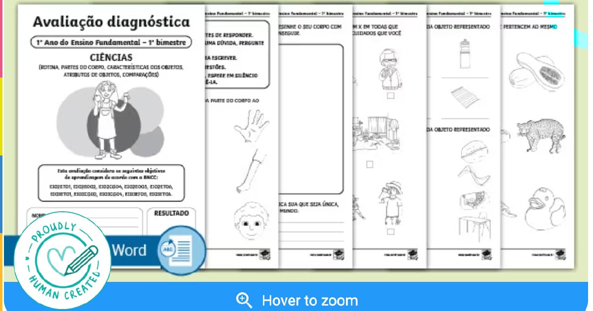 Avaliação diagnóstica de ciências – 1º ano EF (1º bimestre)
