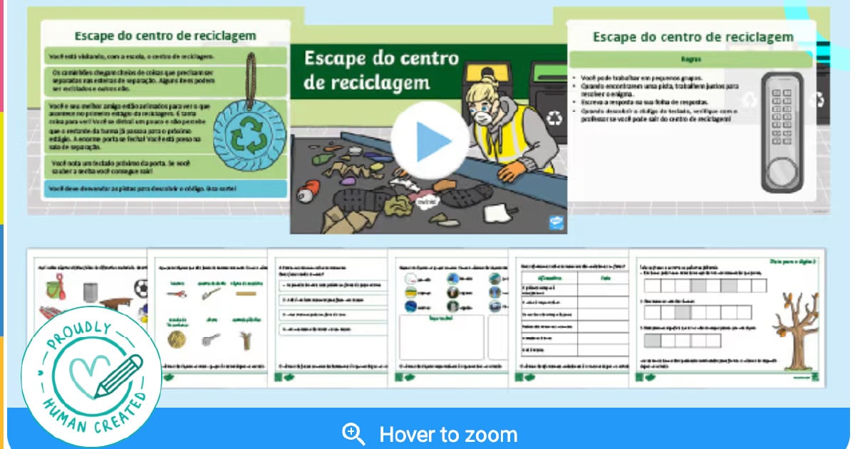 Escape do centro de reciclagem – Materiais do dia a dia