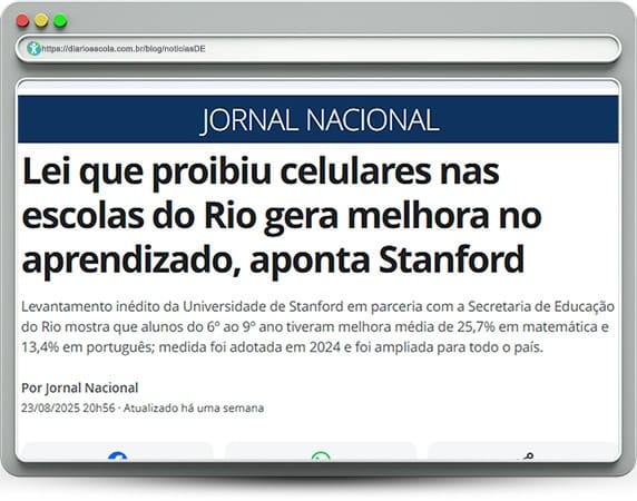Lei que proibiu celulares nas escolas