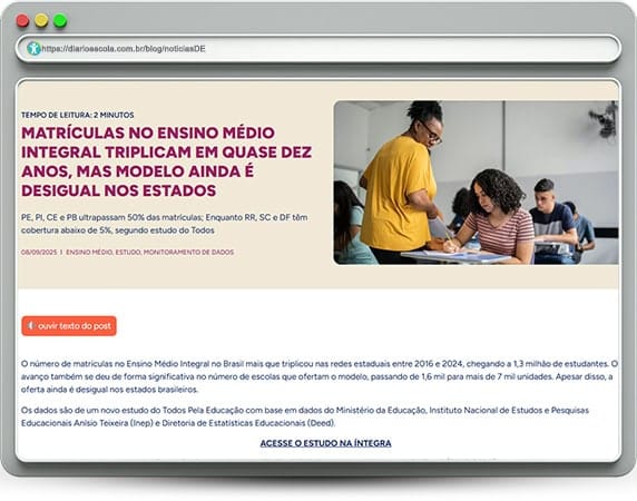 notíciasDE 140 | Matrículas no Ensino Médio
