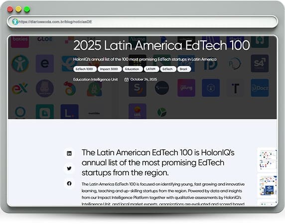 1. Lista das 100 principais startups de EdTech na América Latina em 2025, destacando inovação e crescimento acelerado no setor educacional.