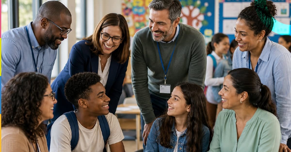Escola, estudantes, professores e famílias