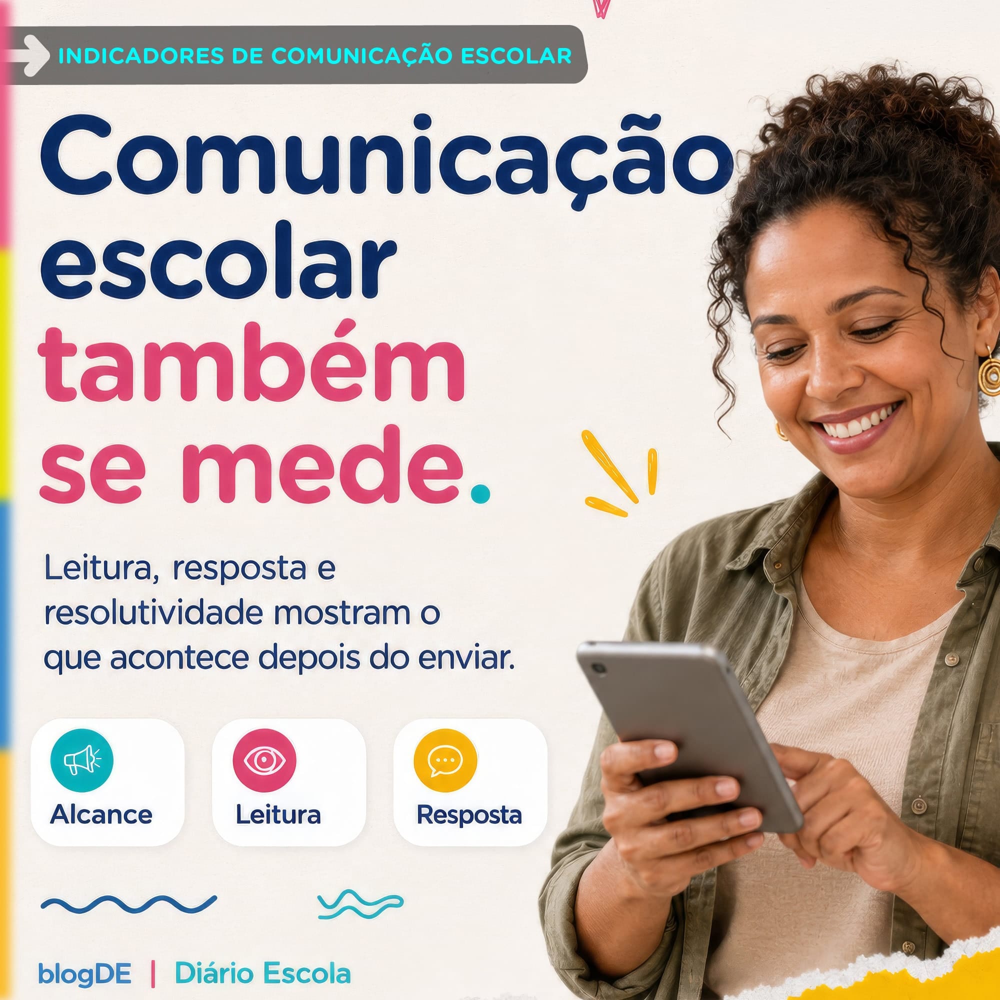 Gestora acompanha indicadores de comunicação escolar: leitura, resposta e engajamento, em um painel.