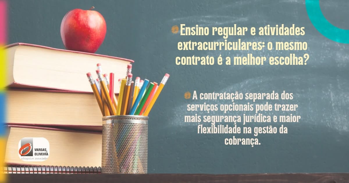Gestão de atividades extracurriculares e controle da inadimplência escolar em contratos separados.