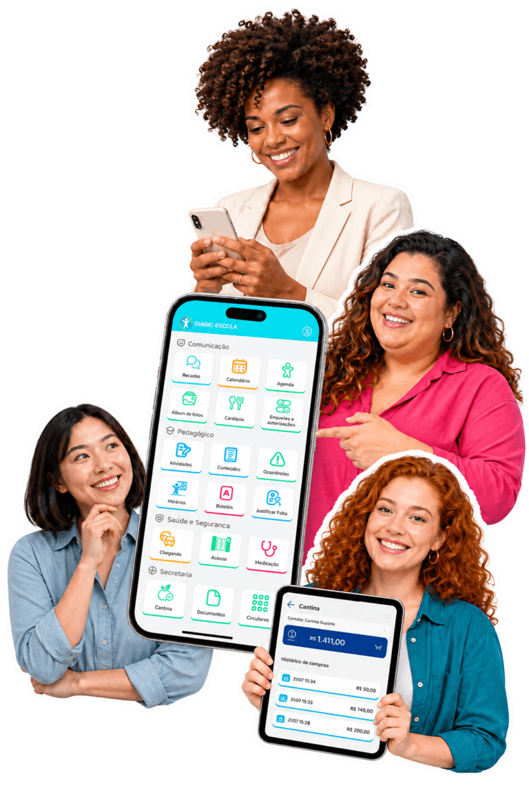 Sistema de gestão escolar completo para escolas e redes de ensino. O Diário Escola conecta comunicação com as famílias, gestão financeira, pedagógica, cantina, DEia, matrículas, segurança, integrações e agenda escolar digital em uma solução feita para simplificar a rotina e apoiar decisões.