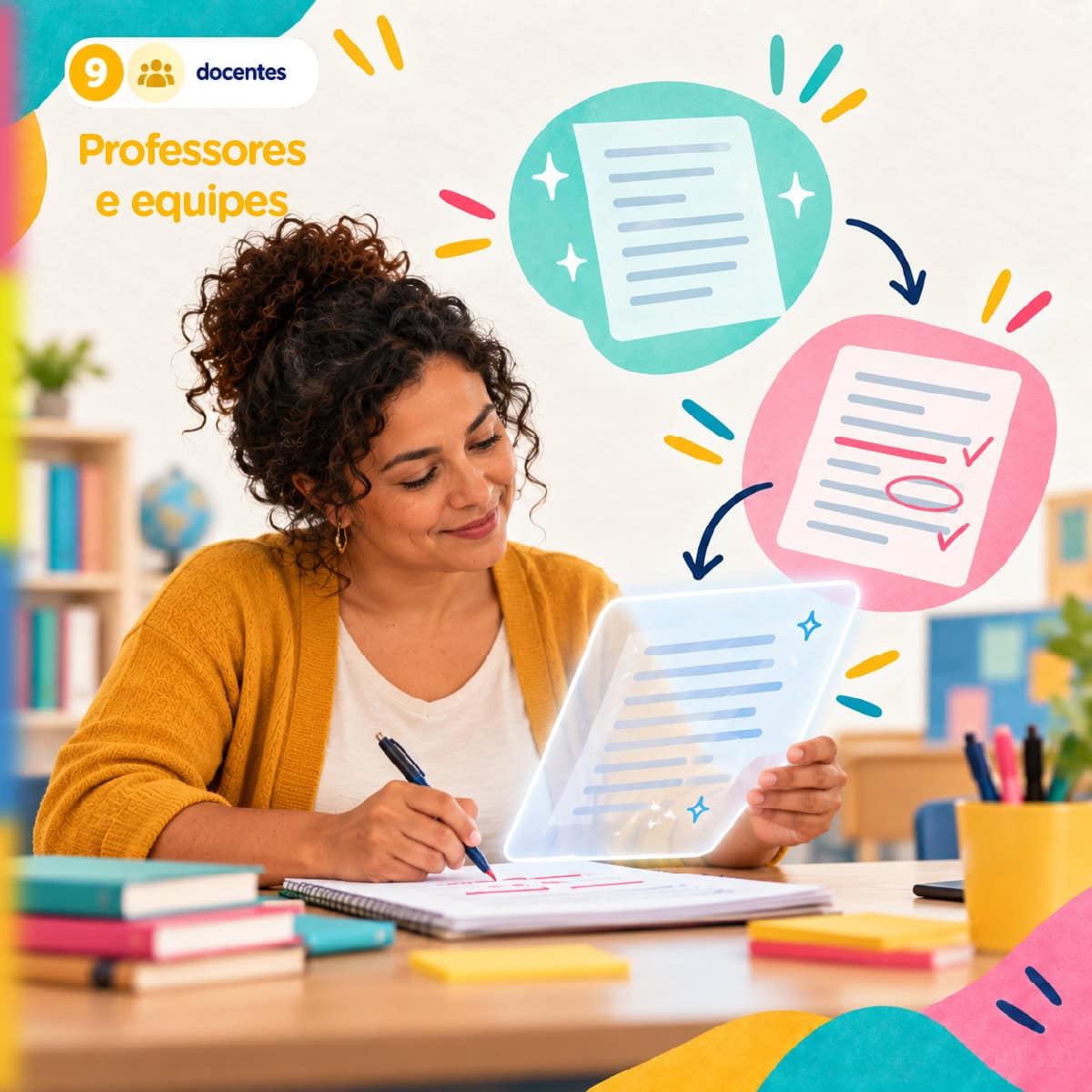 Mapa DE: professores e equipe