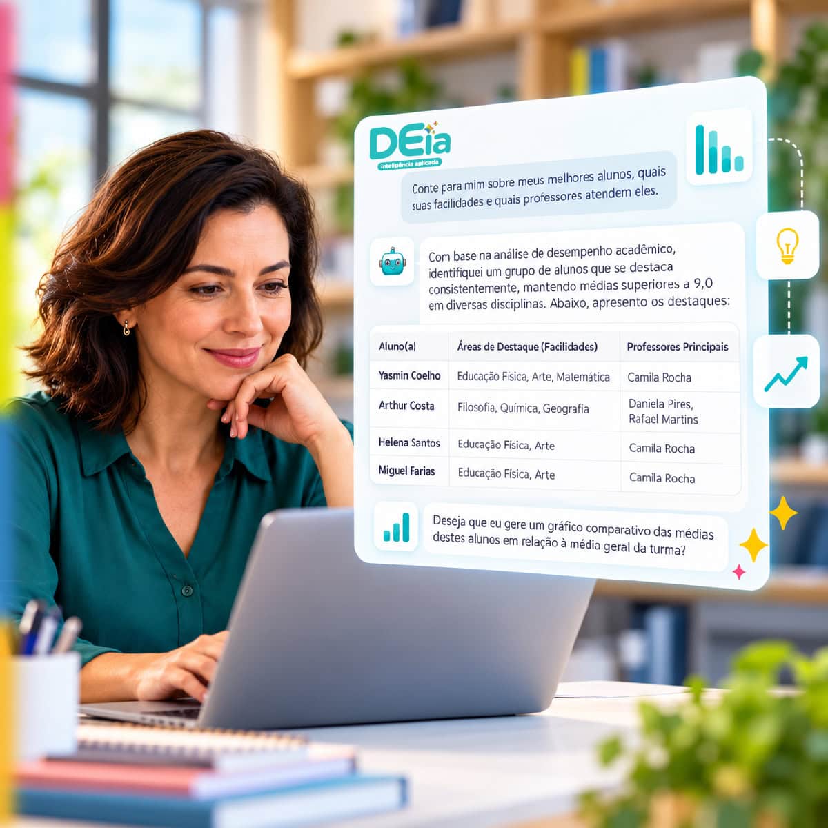 Há diferença entre conversar com uma IA e contar com inteligência aplicada à análise de dados escolares, com contexto, permissões e decisão humana.
