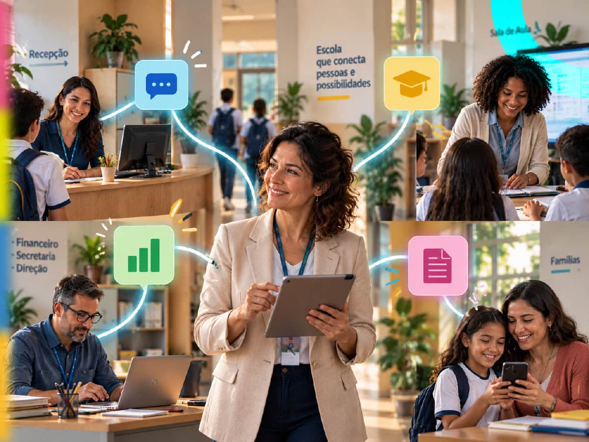 A gestão escolar digital integra todos os setores de uma escola em um supersistema de gestão escolar.